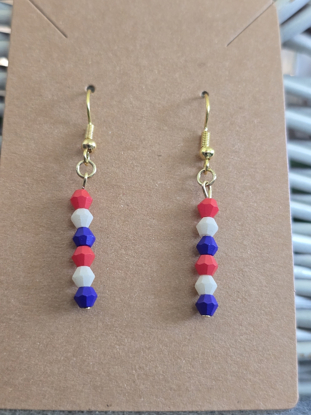 Red, White, Blue 4th of July Beaded Earrings - Picture 3 of 3